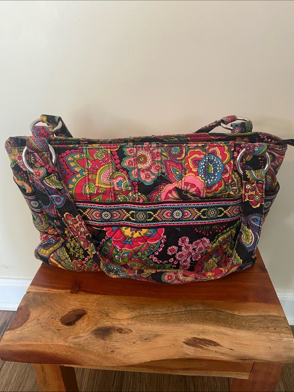 Vera Bradley shoulder tote  vintage, retired pattern Symphony in Hue.